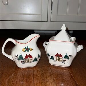 The Joy of Christmas Jamestown China Set of 2 Milk / Creamer & Sugar Bowls